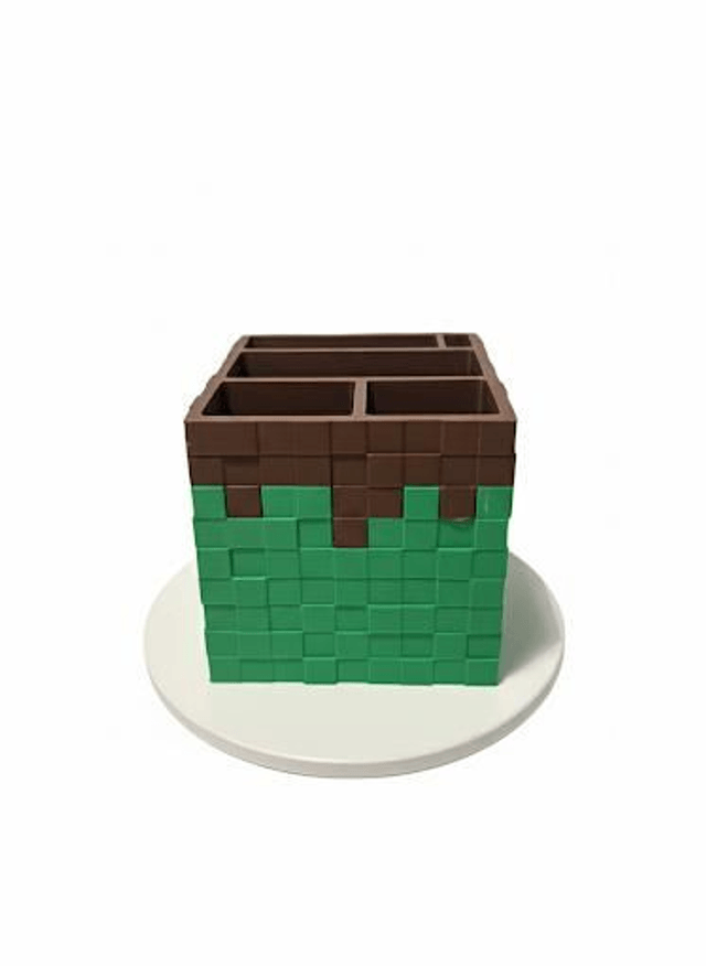 Minecraft Inspired Pencil Pot with different sized sections.