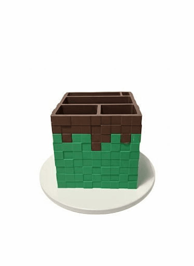 Minecraft Inspired Pencil Pot with different sized sections.